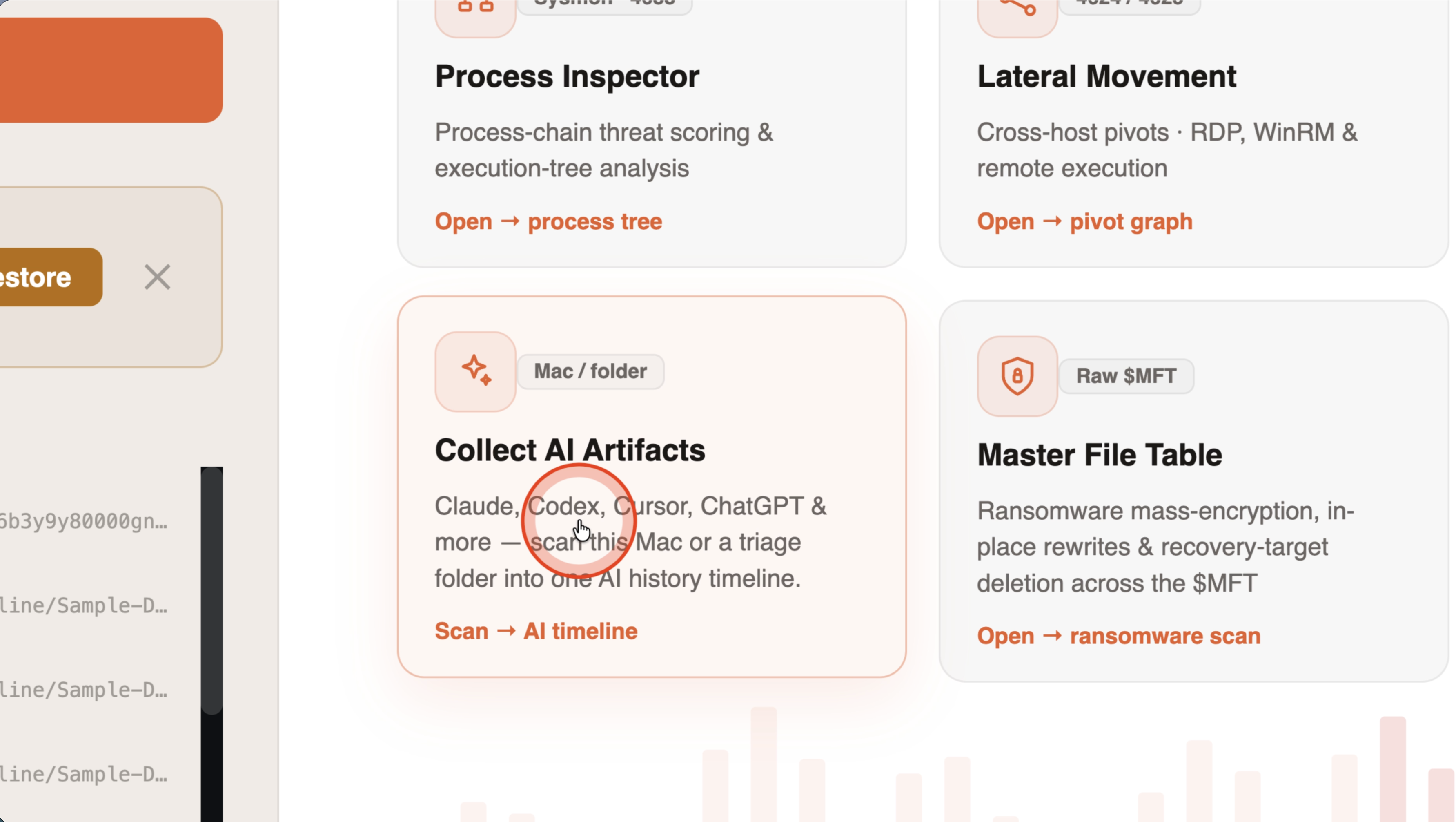 Home capability launcher with Collect AI Artifacts shortcut
